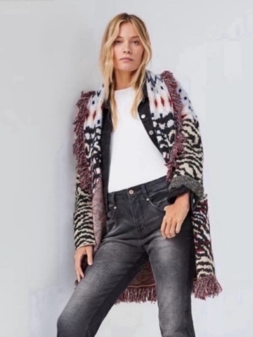 Anthropologie Paloma Fringe Cardigan Size M